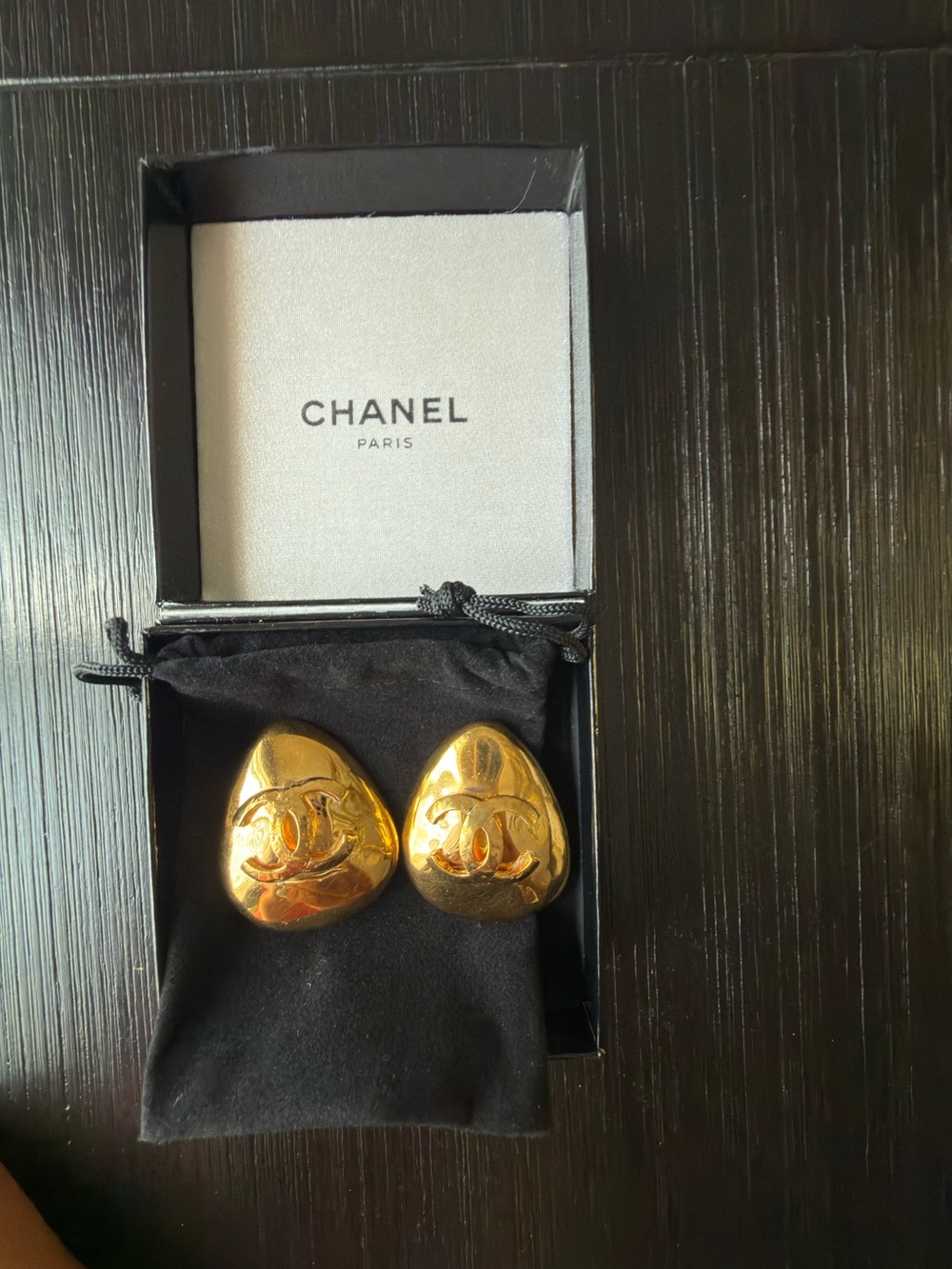 Chanel Vintage Earrings Clip Ons With 24k Gold Plated.